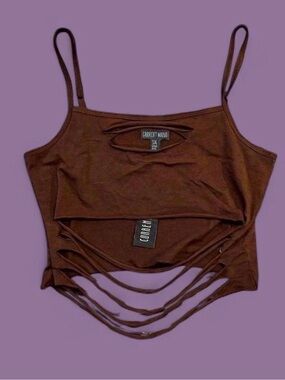 Current Mood x Dolls Kill Distressed Tank - Brown